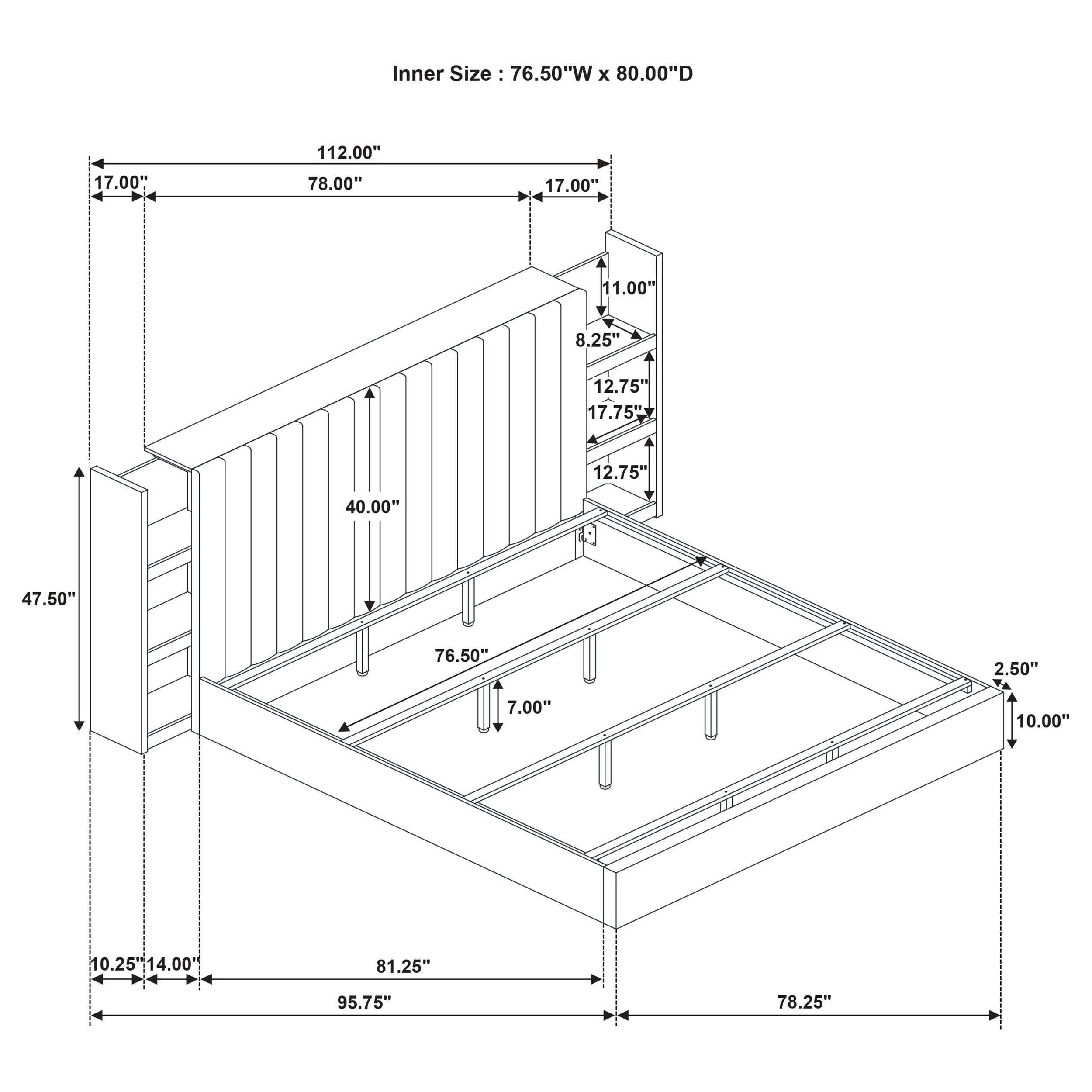 Arielle Bookcase Panel Storage Bed