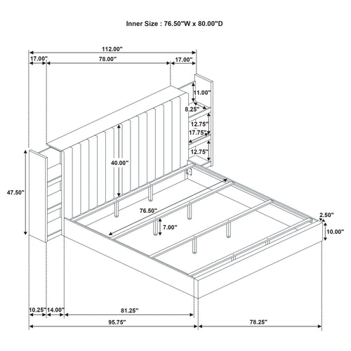 Arielle Bookcase Panel Storage Bed