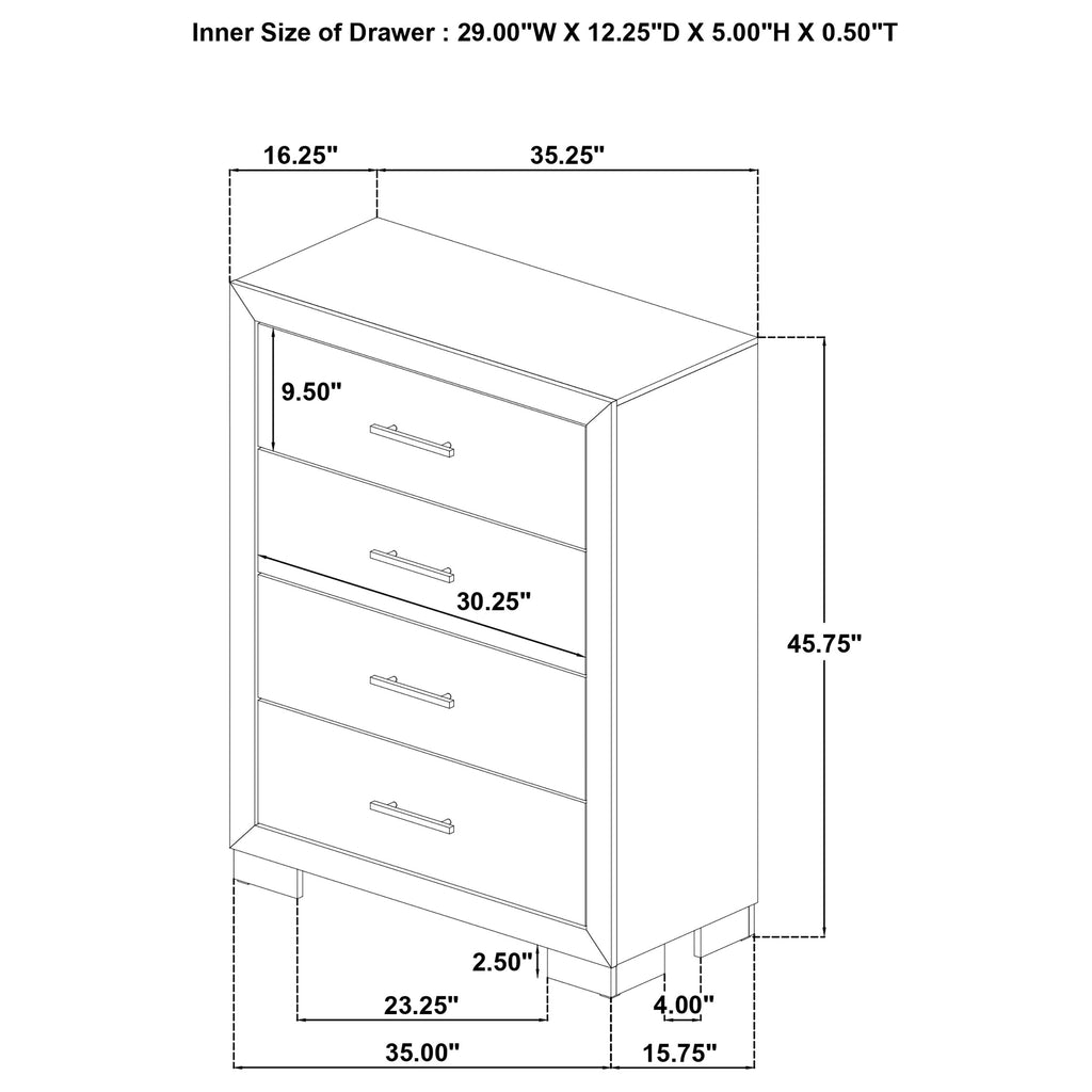 Arielle Light Oak 4-drawer Bedroom Chest of Drawers