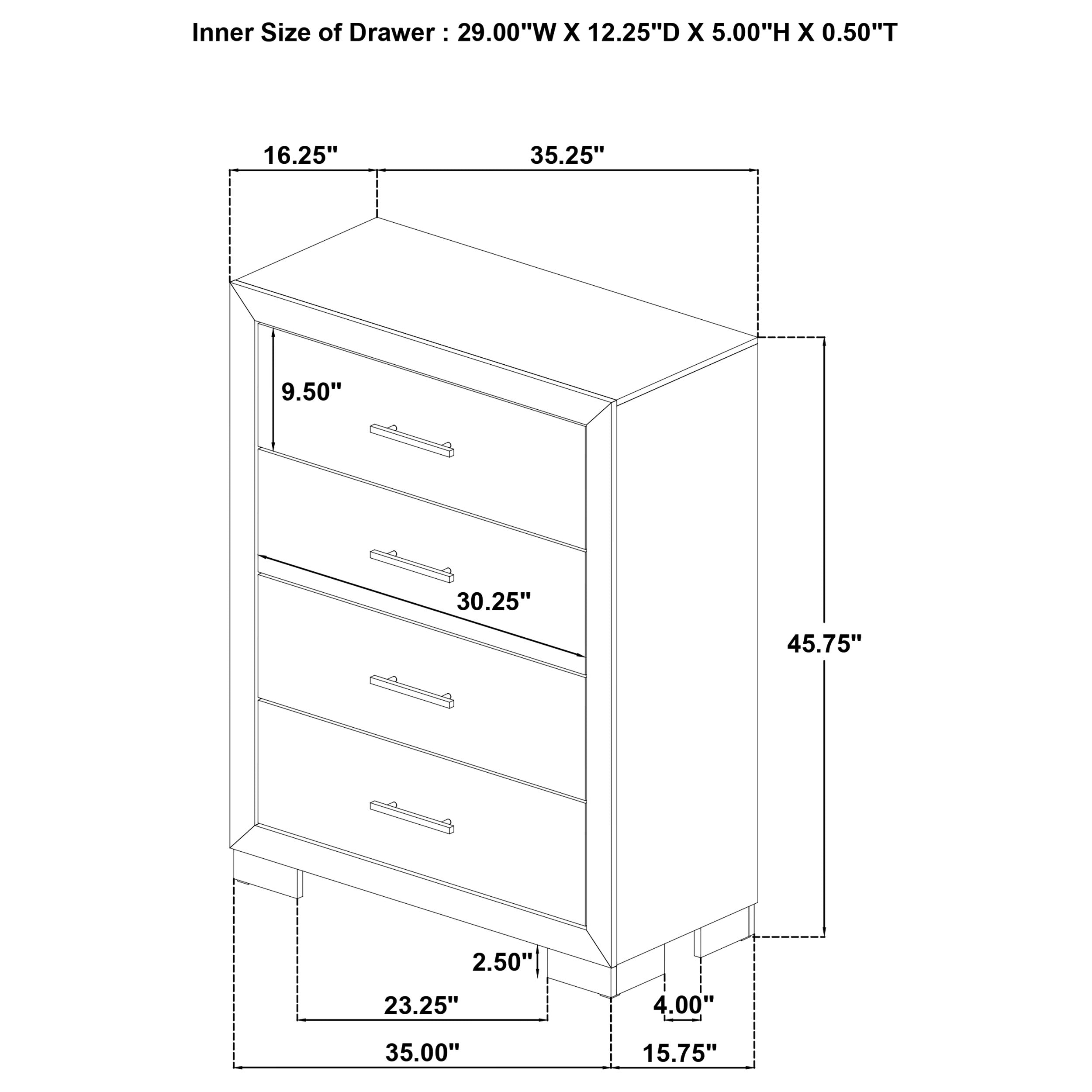 Arielle Light Oak 4-drawer Bedroom Chest of Drawers