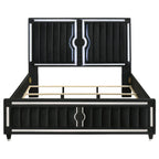 Ravenne Velvet Upholstered California King LED Panel Bed Black