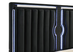 Ravenne Velvet Upholstered California King LED Panel Bed Black