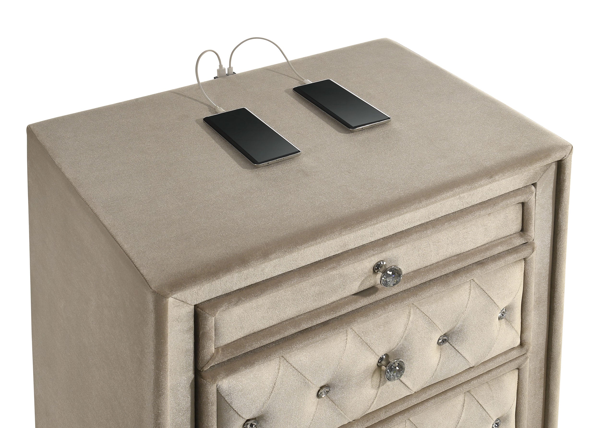 Antonella Ivory & Camel Nightstand