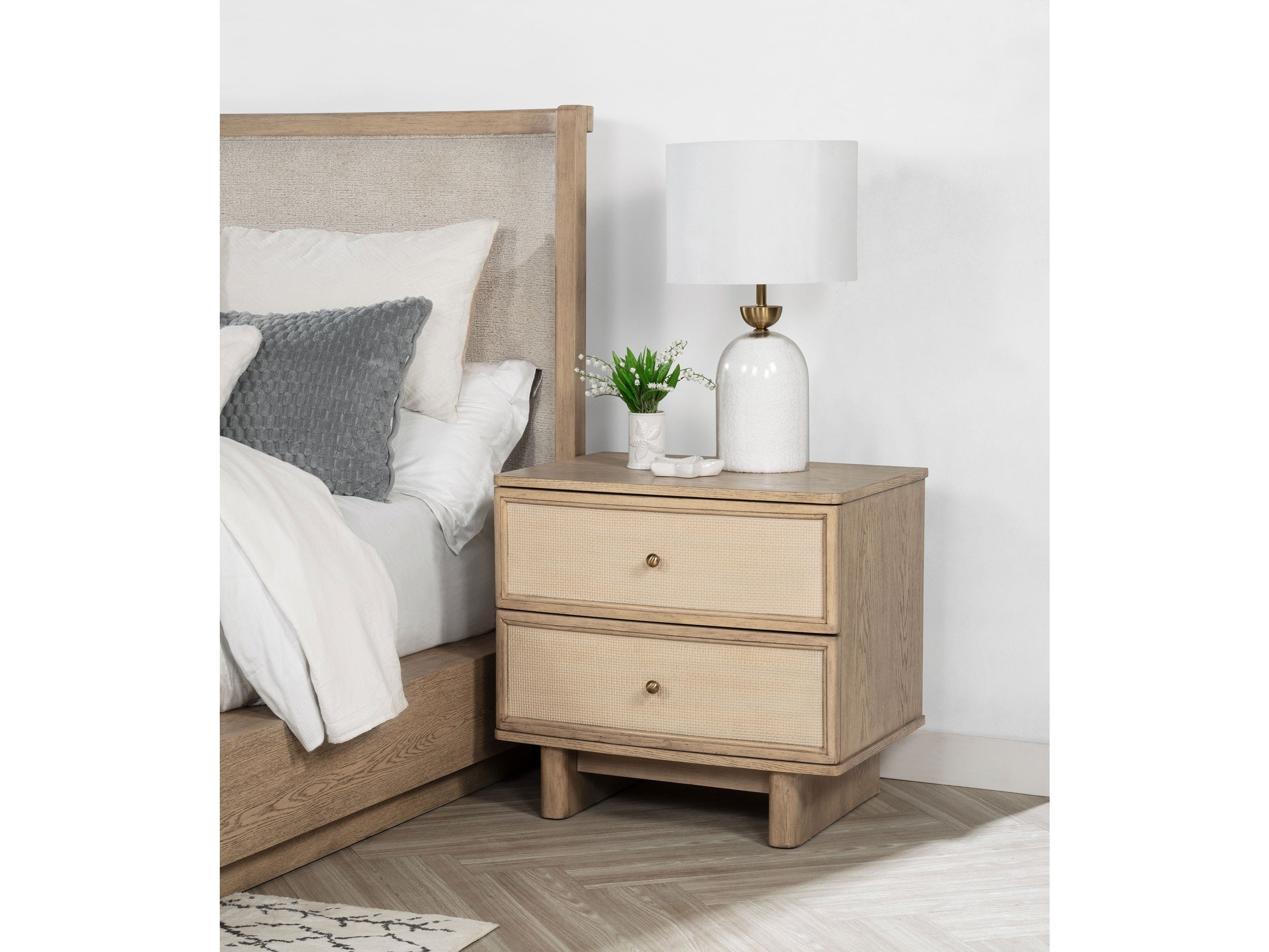 Kailani 2-drawer Nightstand Bedside Table Beige Oak