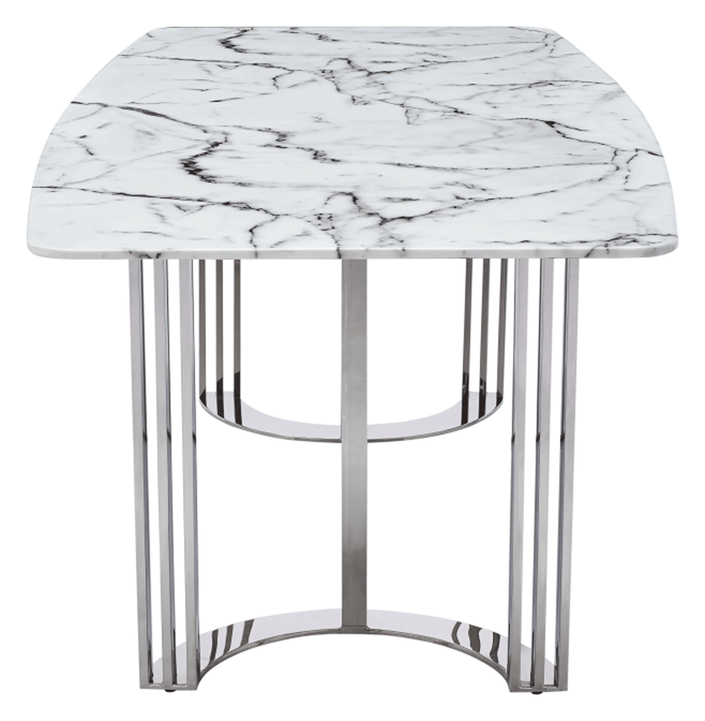 ESF Furniture - 131 Silver Marble 8 Piece Dining Room Set w-1ext in Silver - 131DININGTABLESS-8SET