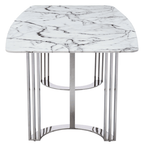 ESF Furniture - 131 Silver Marble 8 Piece Dining Room Set w-1ext in Silver - 131DININGTABLESS-8SET