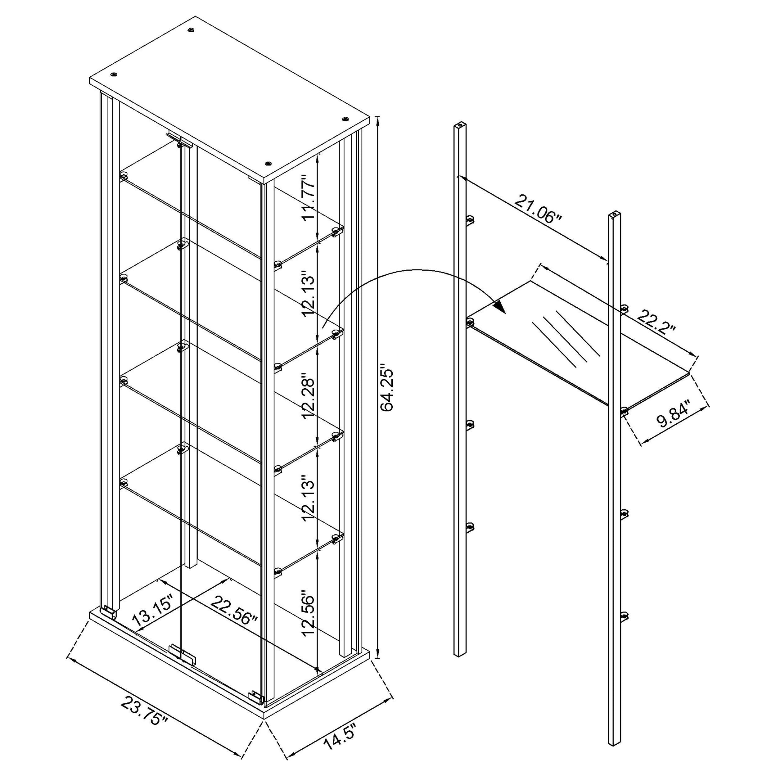 Delphinium 4-Shelf Clear Glass Curio Display Cabinet White