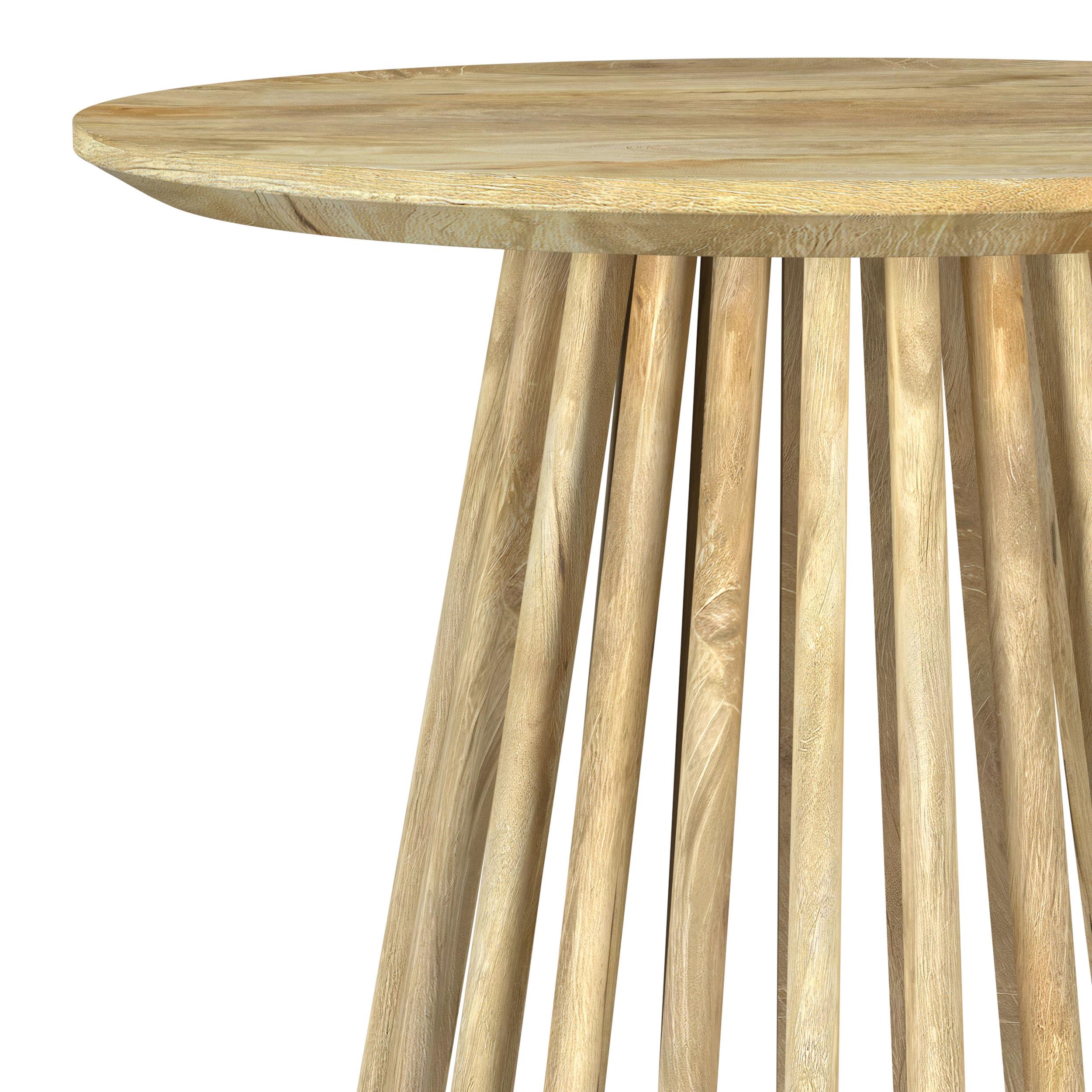 Touhy Round Solid Wood End Side Table Natural Mango