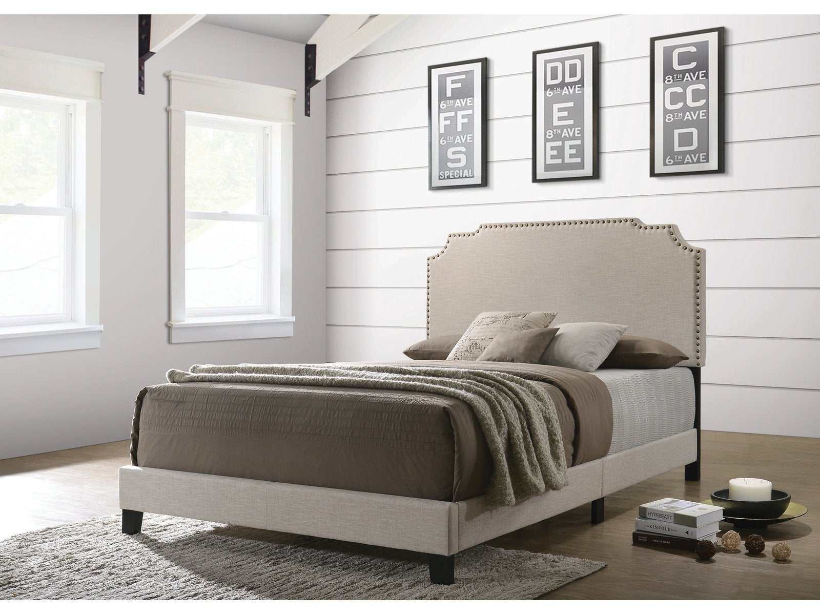 Tamarac Upholstered Full Panel Bed Beige