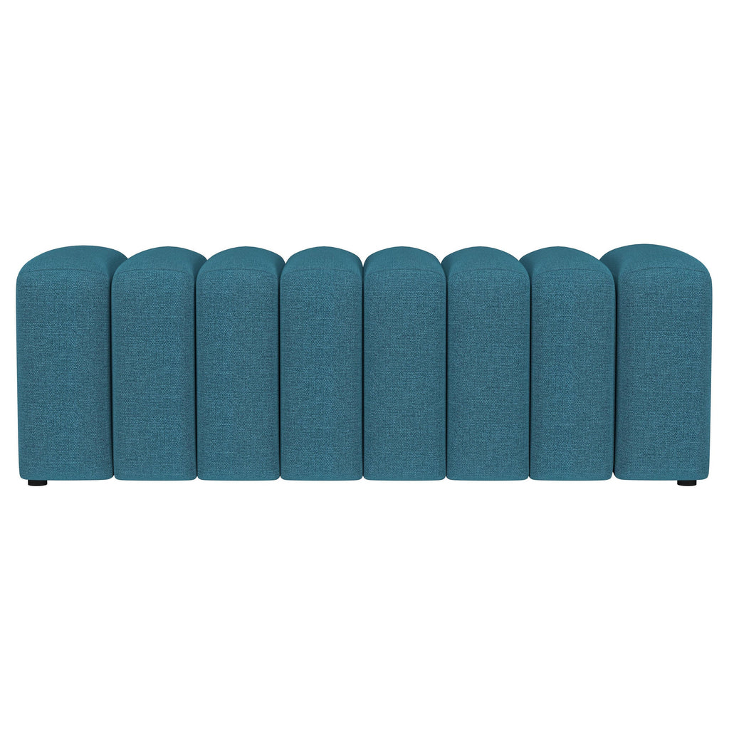 Summer Fabric Upholstered Tufted Accent Bench Peacock Blue