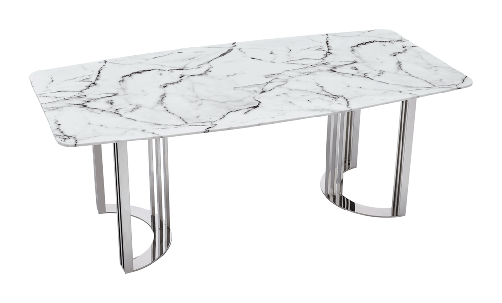 ESF Furniture - 131 Silver Marble 8 Piece Dining Room Set w-1ext in Silver - 131DININGTABLESS-8SET