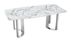 ESF Furniture - 131 Silver Marble 8 Piece Dining Room Set w-1ext in Silver - 131DININGTABLESS-8SET