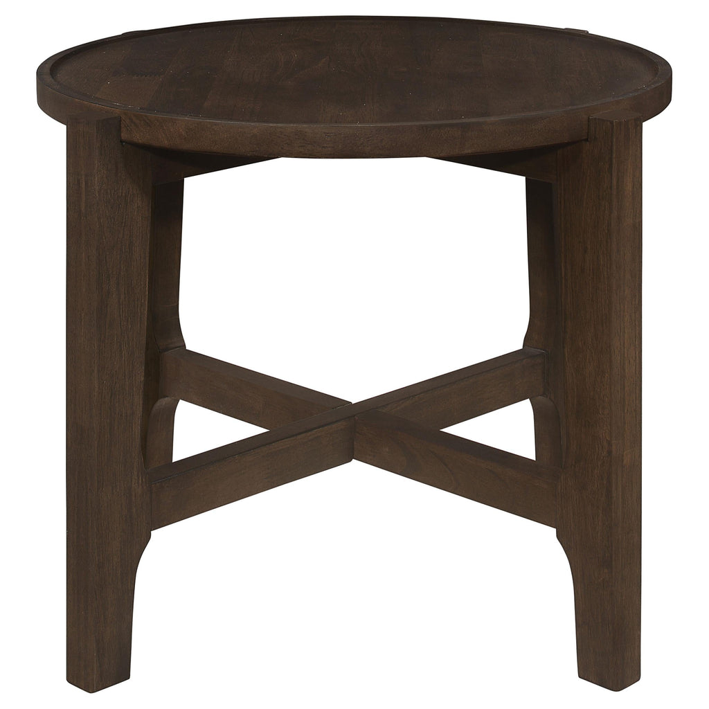 Cota Round Solid Wood Coffee Table Dark Brown