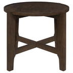 Cota Round Solid Wood Coffee Table Dark Brown