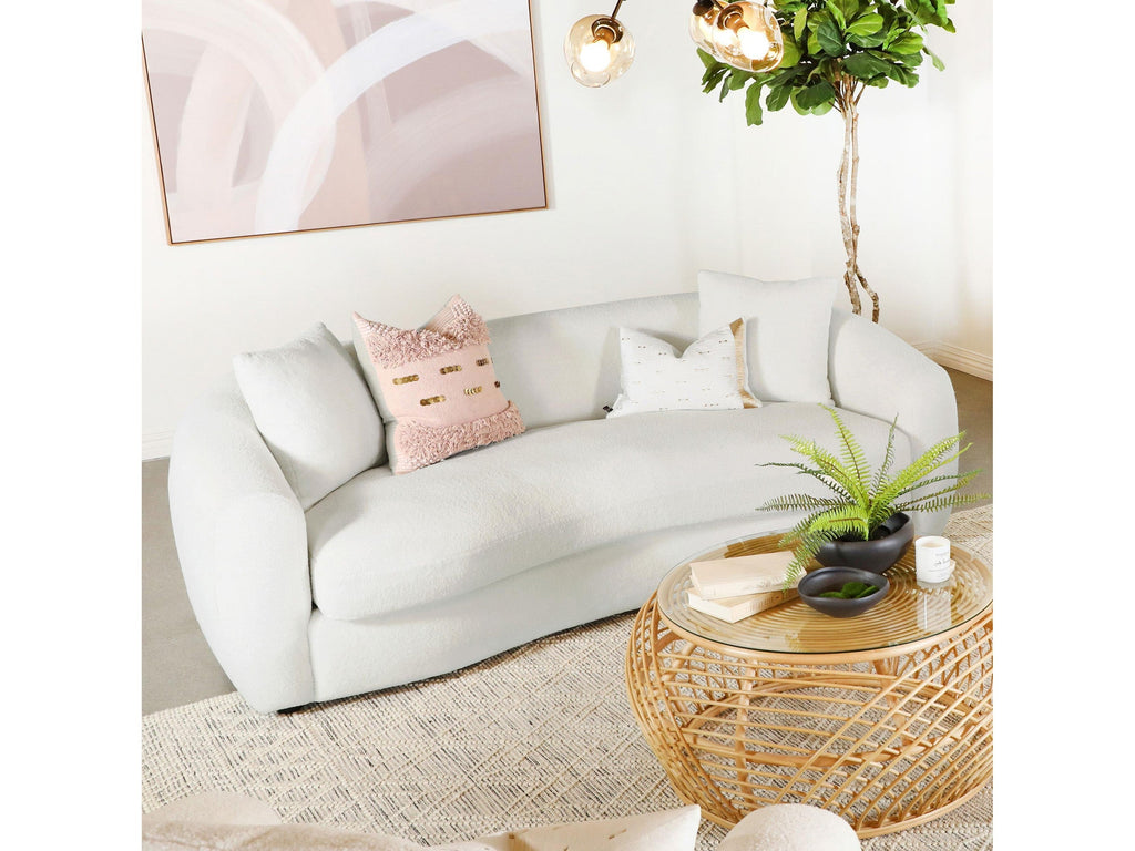 Isabella Faux Sheepskin Upholstered Sofa Natural