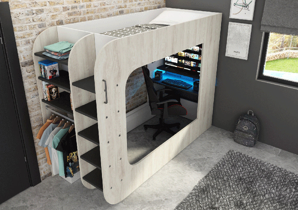 ESF Furniture - Gamer Bed 35.43" x 78.7" in Natural - GAMERBEDNATURAL