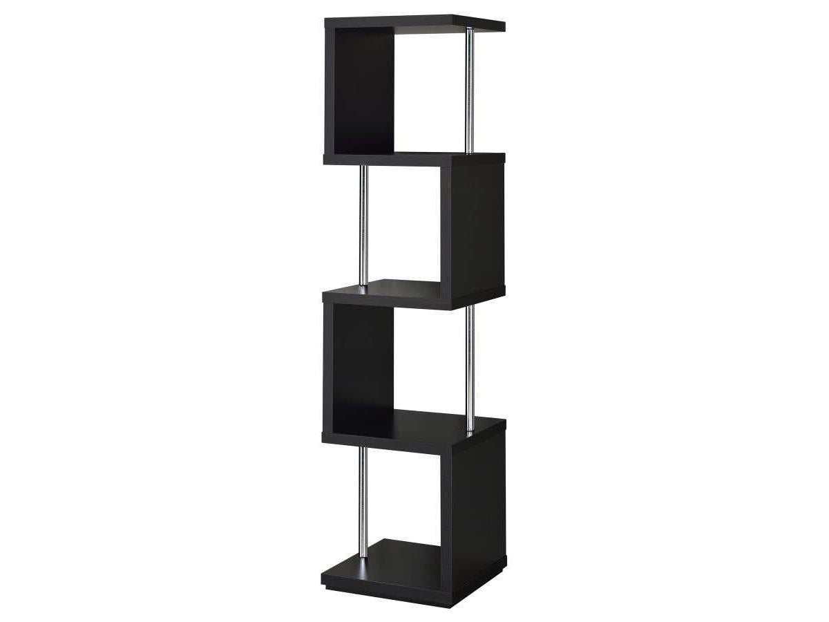 Baxter 67-inch 4-shelf Bookshelf White and Chrome