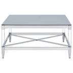 Lindley Square Tempered Mirror Acrylic Coffee Table Chrome