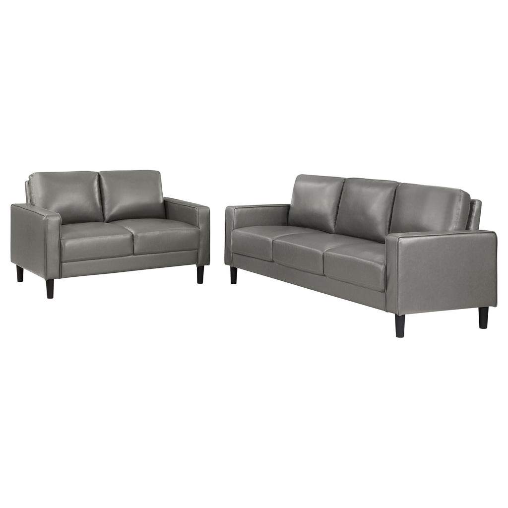 Ruth 2-piece Upholstered Track Arm Sofa Set Black