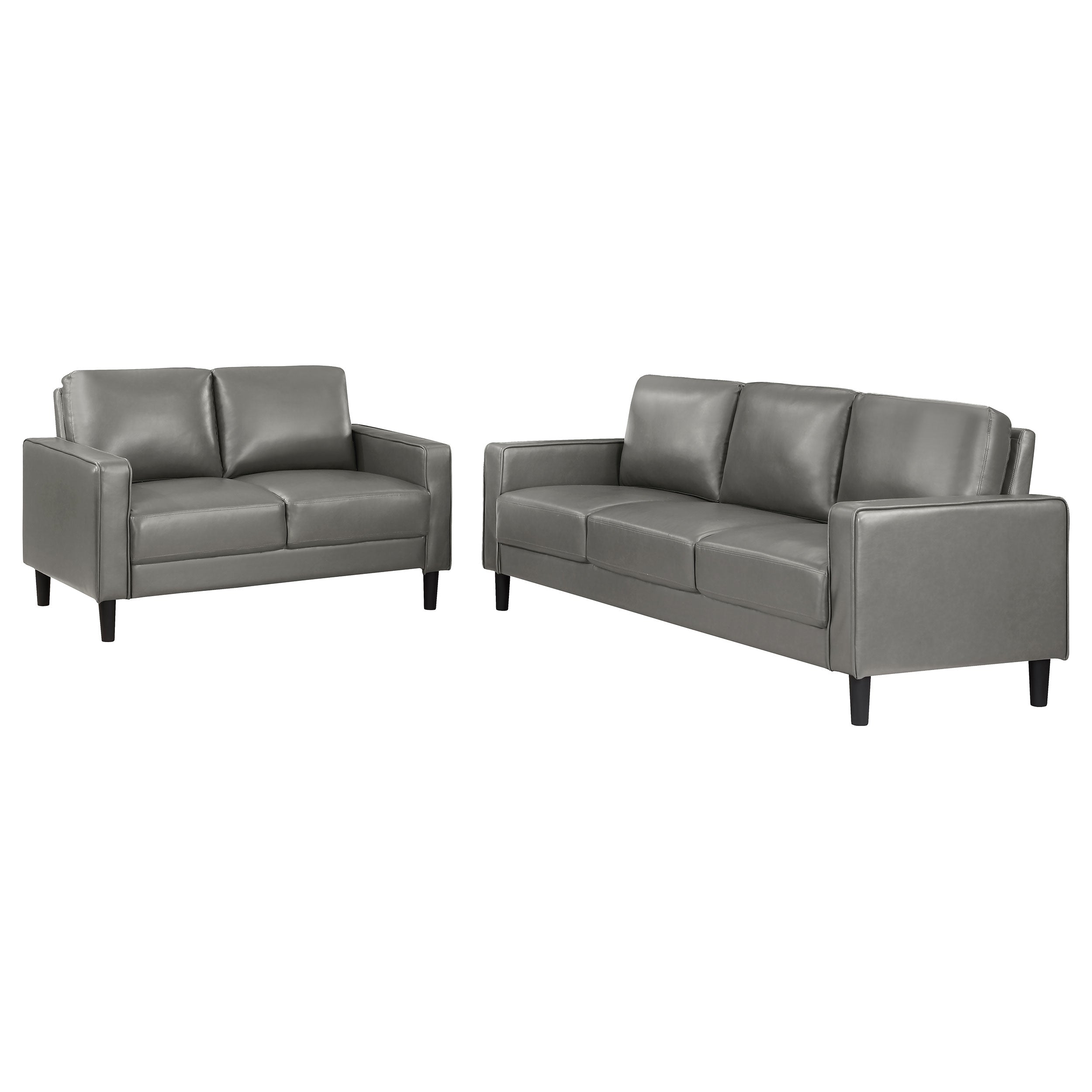 Ruth 2-piece Upholstered Track Arm Sofa Set Black