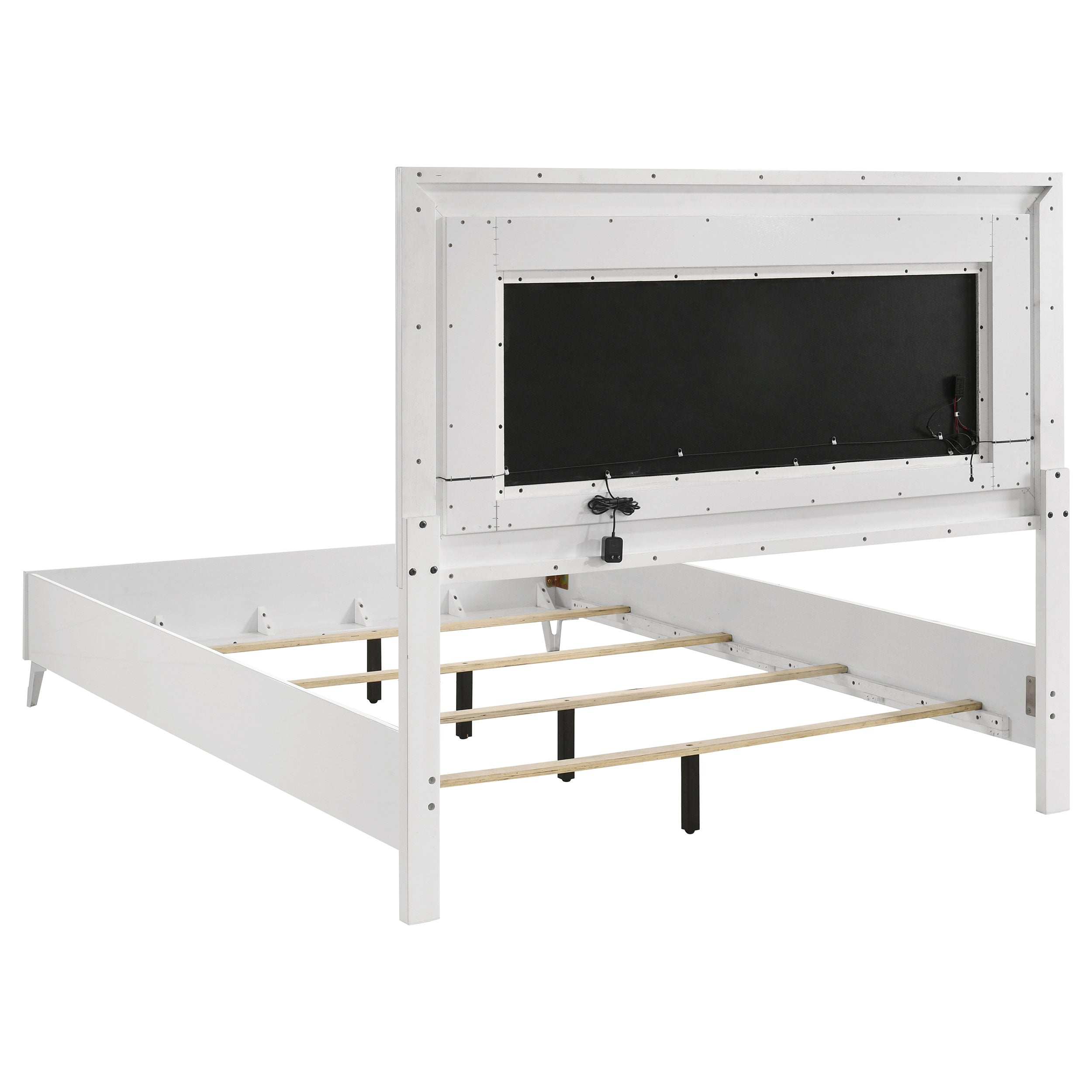 Cassia Eastern King LED Panel Bed White High Gloss