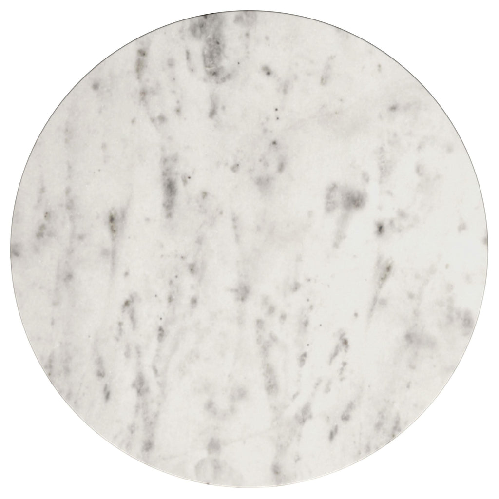 Haven Round Genuine White Marble Top Coffee Table Black