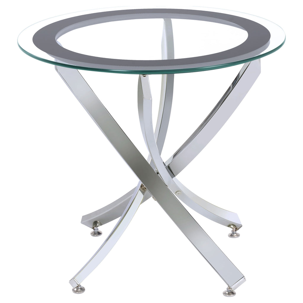 Brooke Round Glass Top Coffee Table Metal Base Chrome
