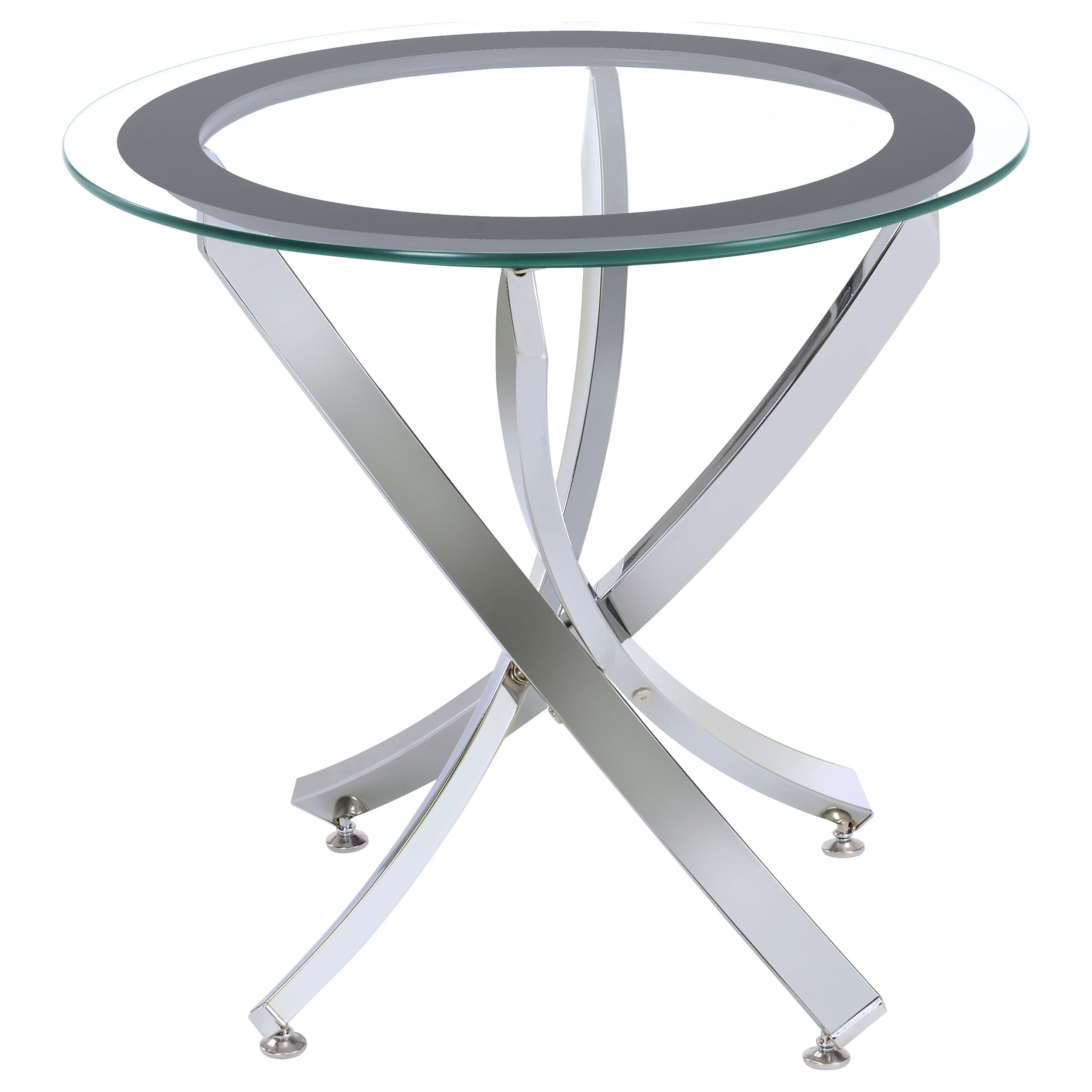 Brooke Round Glass Top Coffee Table Metal Base Chrome