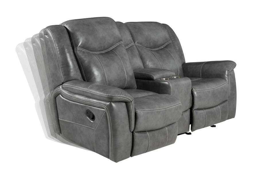 Conrad 3-piece Upholstered Padded Arm Motion Sofa Set Grey
