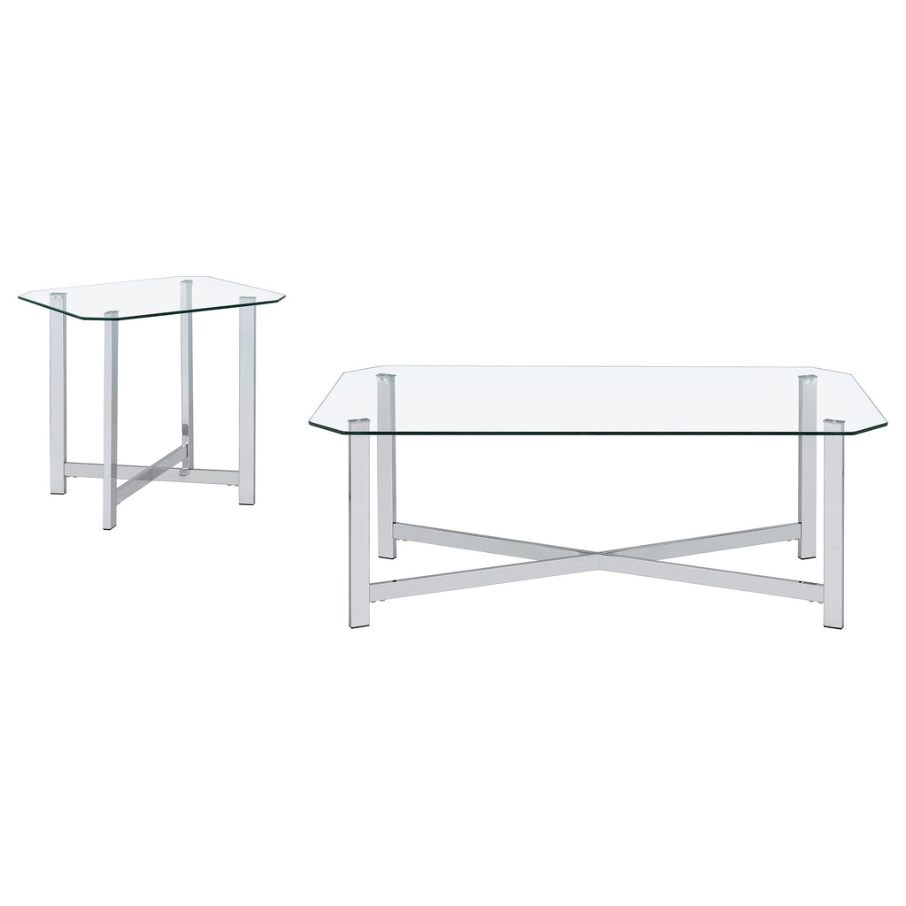 Cronin Rectangular Tempered Glass Top Cocktail Coffee Table Chrome