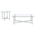 Cronin Rectangular Tempered Glass Top Cocktail Coffee Table Chrome