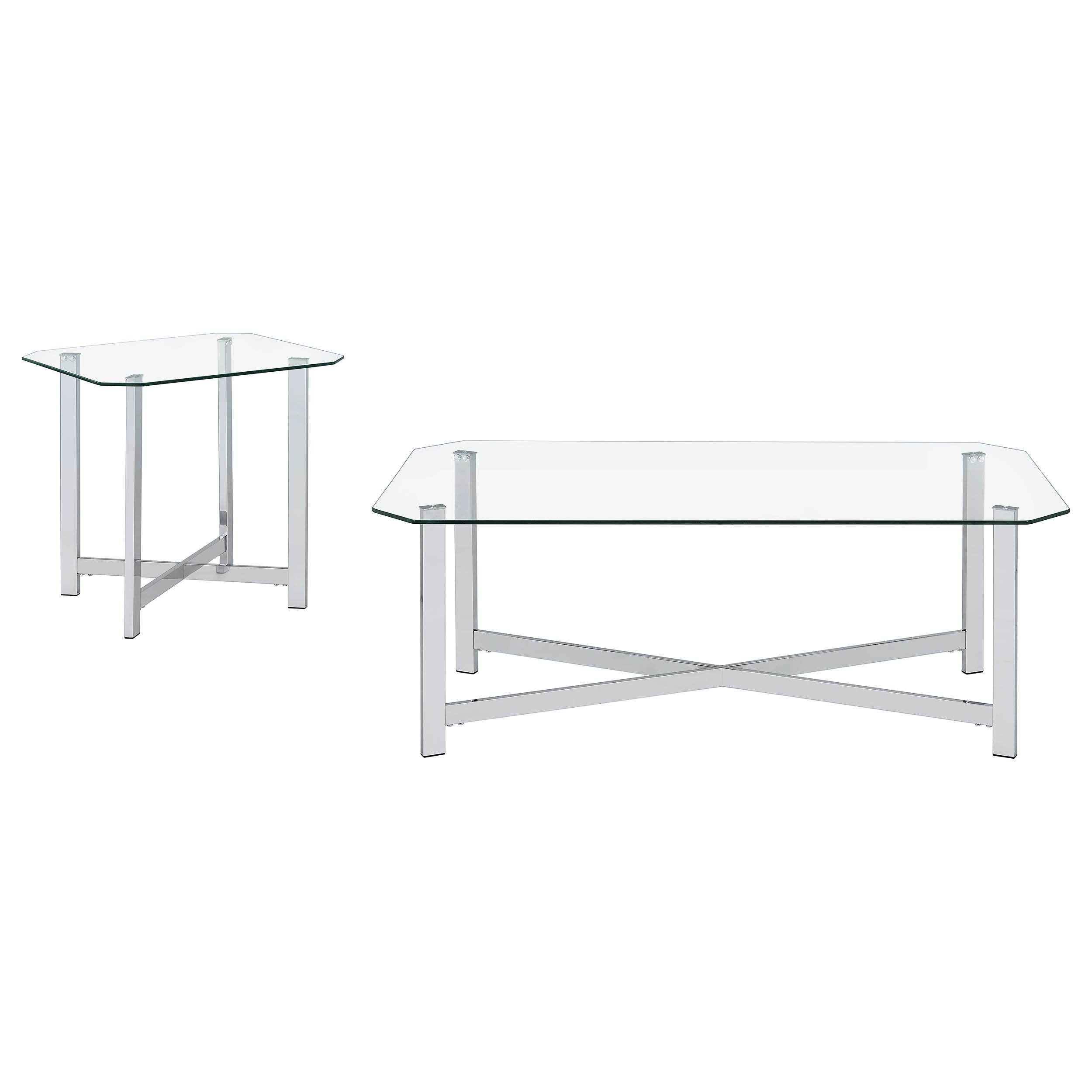 Cronin Rectangular Tempered Glass Top Cocktail Coffee Table Chrome