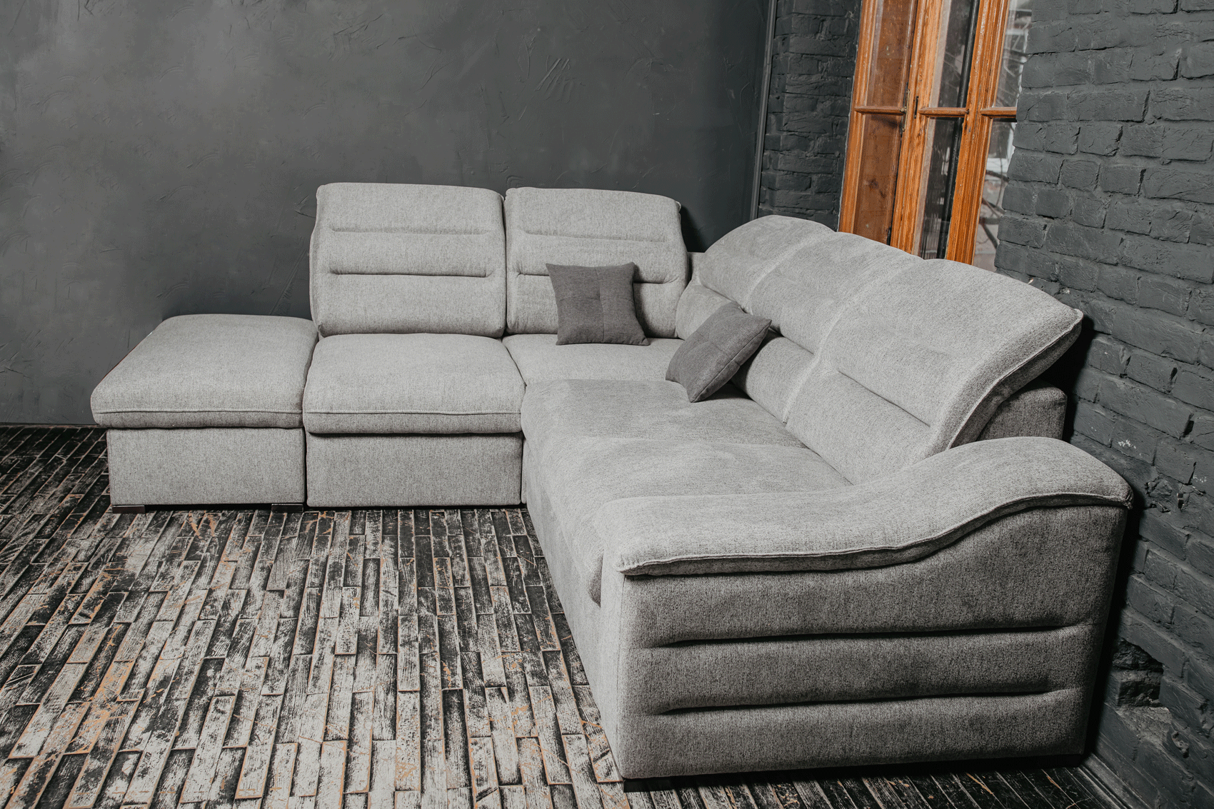 ESF Furniture - Oliver Sectional w/ Bed and Storage in Gray - OLIVERSECTIONALRIGHT