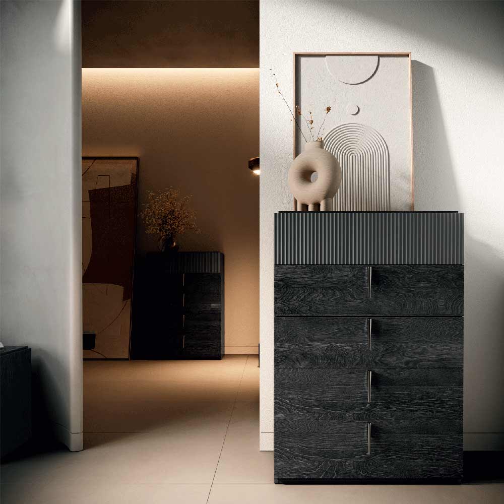 ESF Furniture - Onyx 7 Piece Queen Size Bedroom Set in Metallic Matte - ONYXQS-7SET