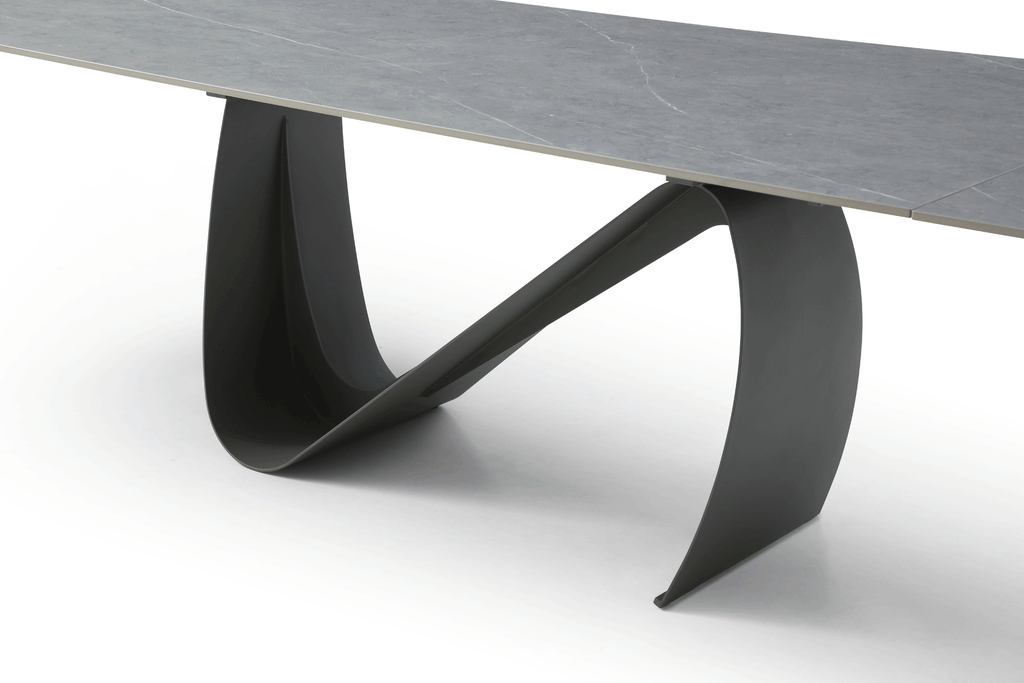 ESF Furniture - 9087 Dining Table 7 Piece Dining Room Set in Dark Gray - 9087TABLEDARKGREY-7SET