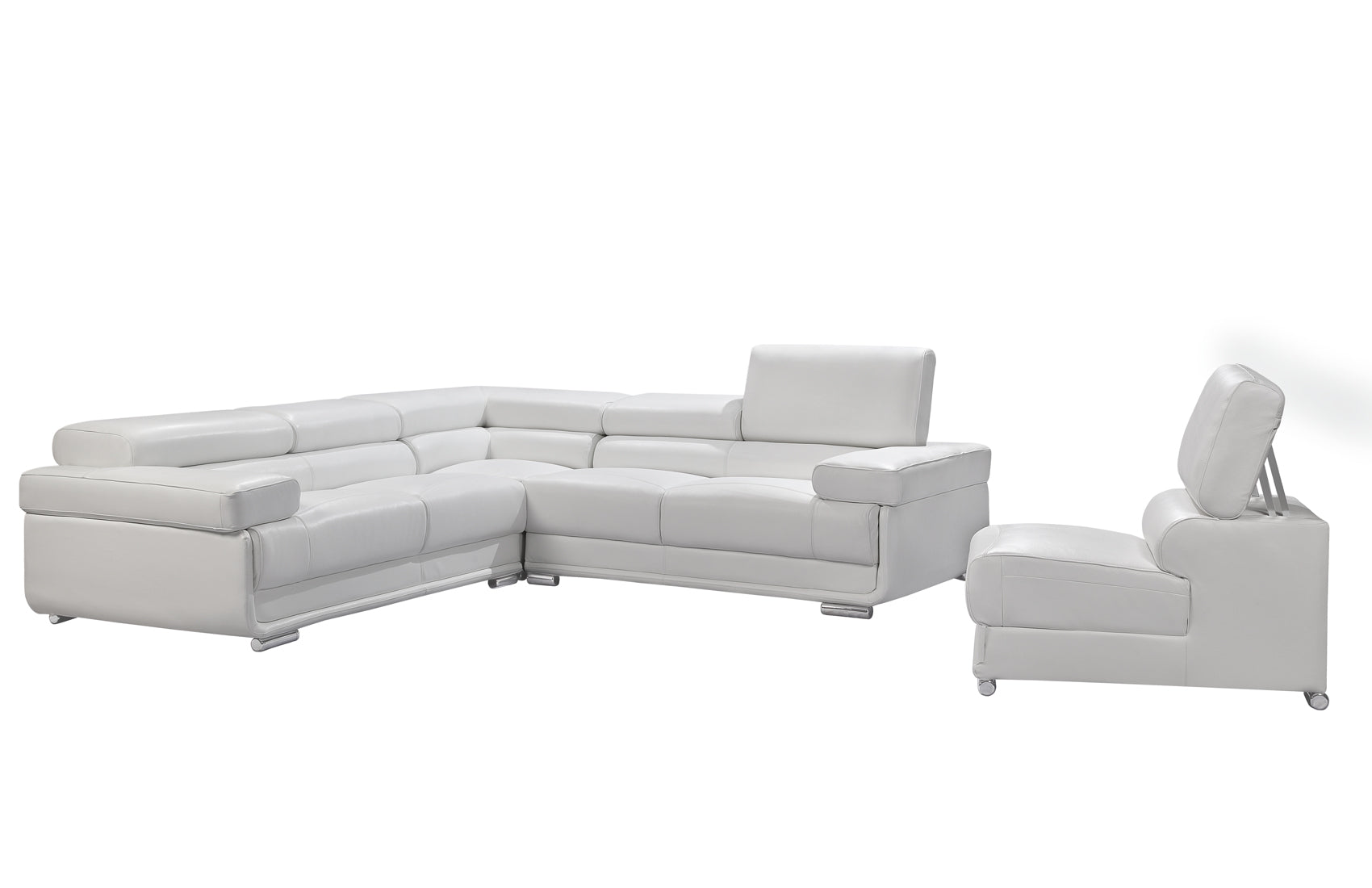 ESF Furniture - 2119 Sectional in White - 2119SECTIONALWHIITE