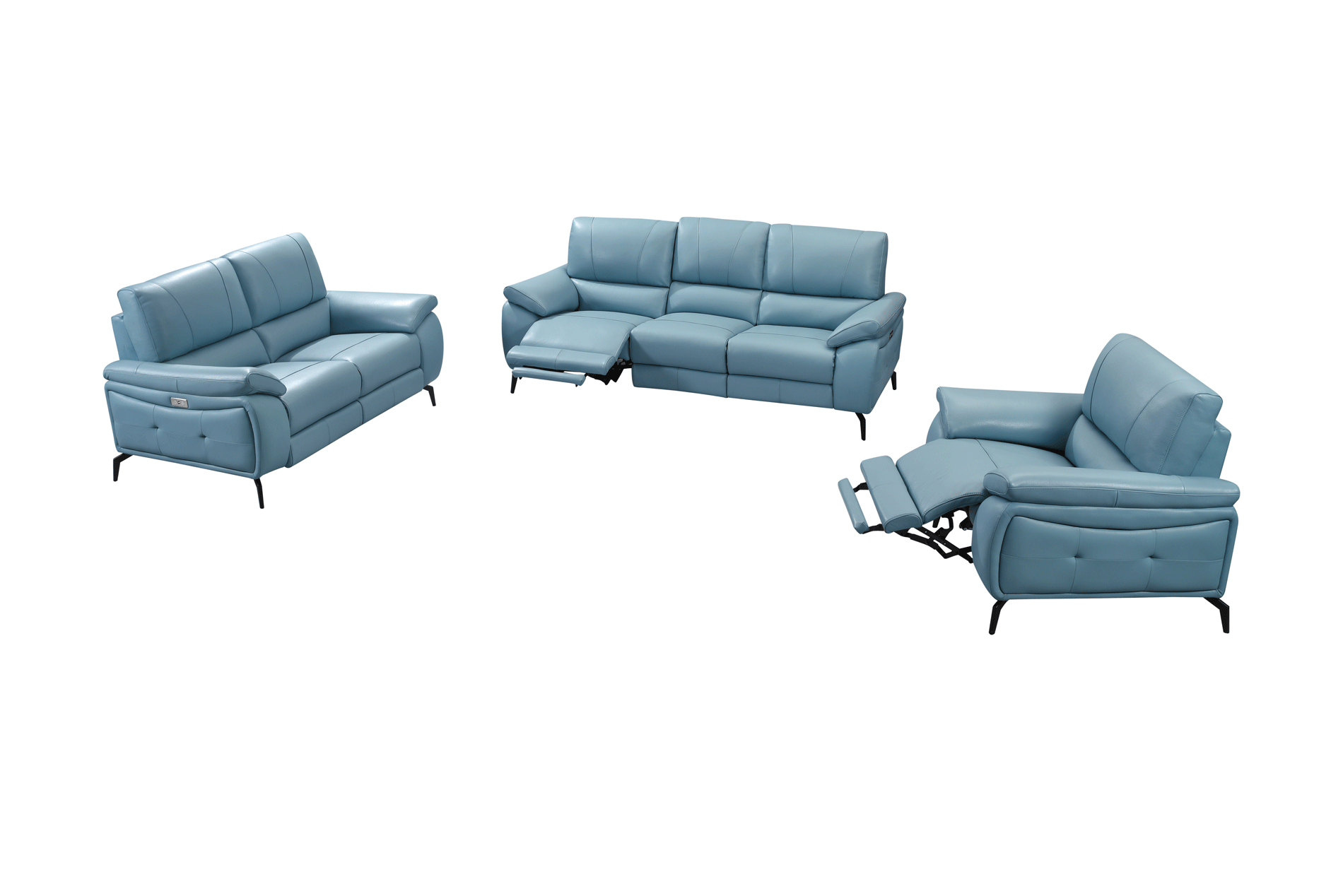 ESF Furniture - 2934 2 Piece w/Electric Recliner in Blue - 29341BLUE-2SET