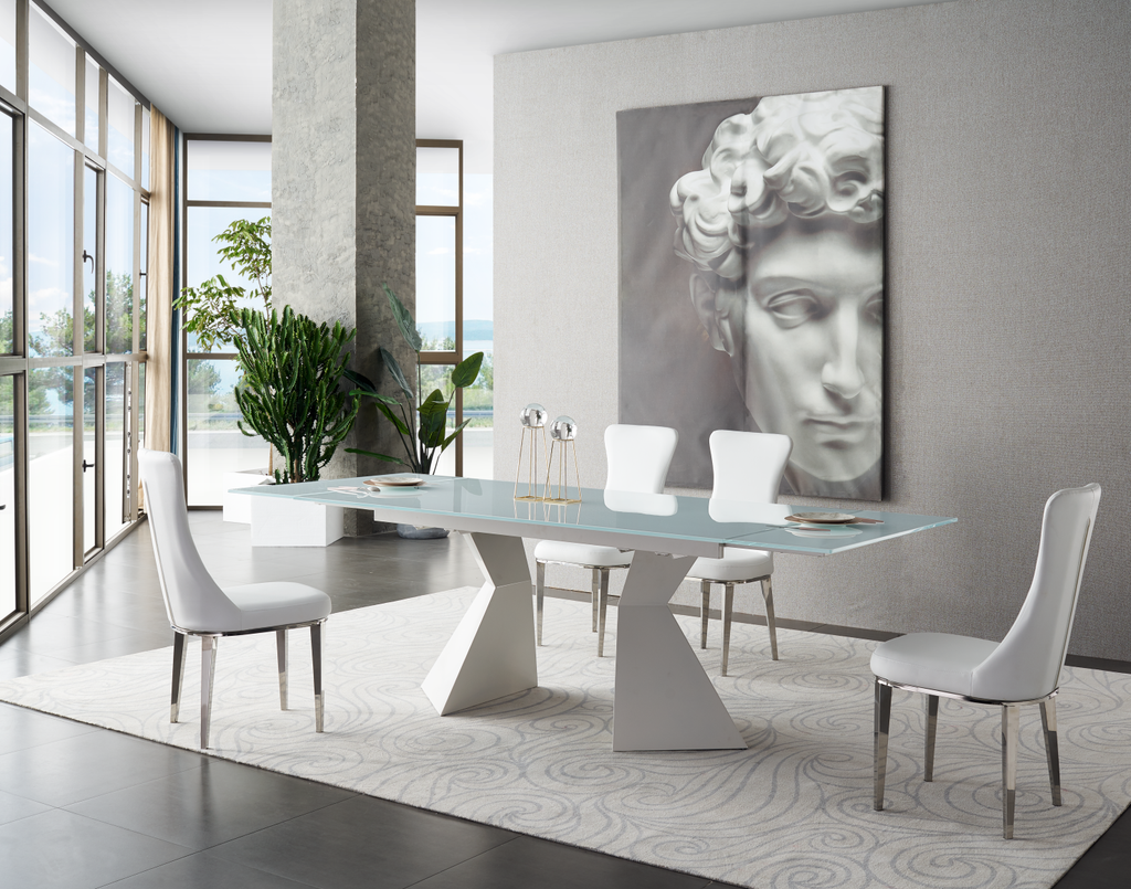 ESF Furniture - 992 Dining Table 3 Piece Dining Room Set in White - 992DININGTABLE-3SET