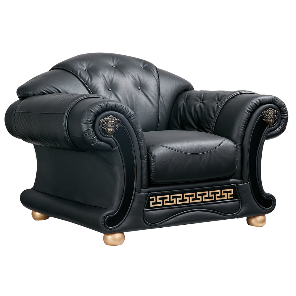 ESF Furniture - Apolo 3 Piece Living Room Set in Black - APOLO3BLACK-3SET