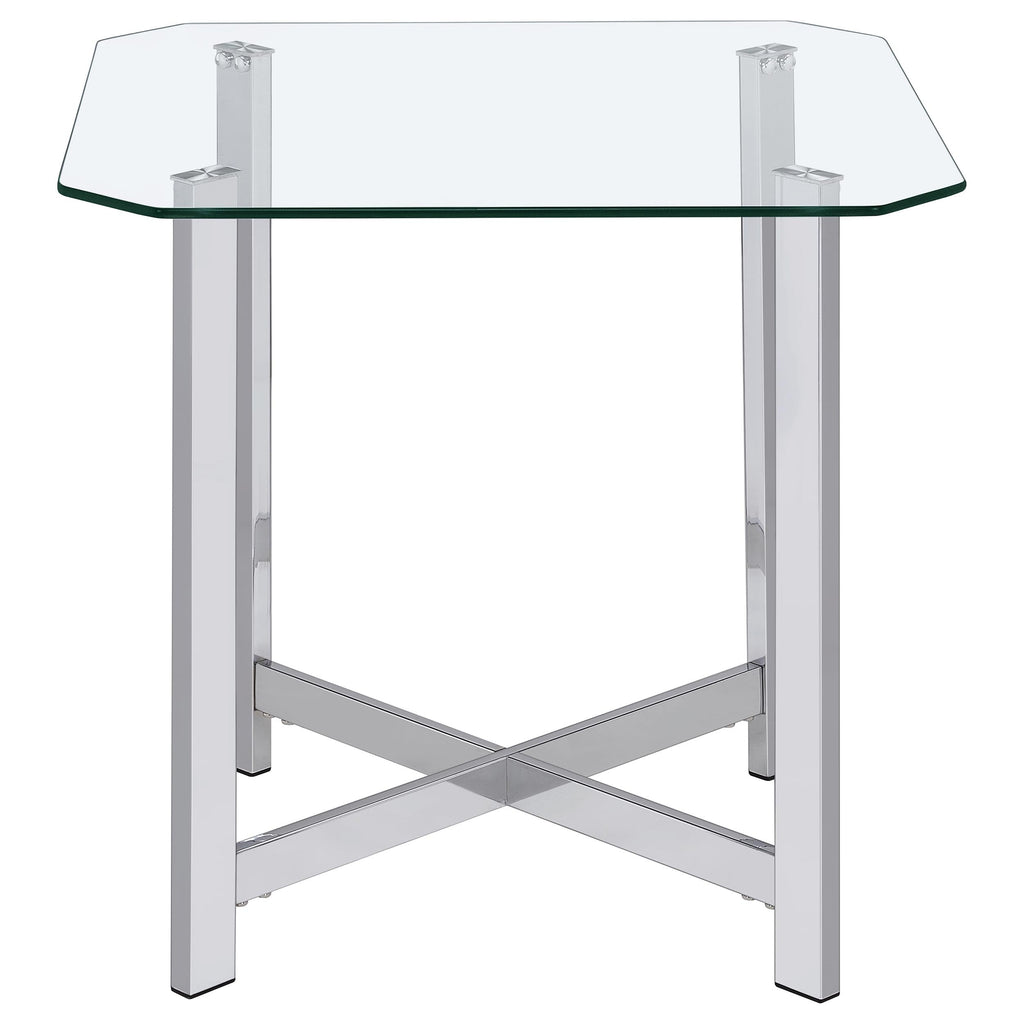 Cronin Square Tempered Glass Top Side End Table Chrome