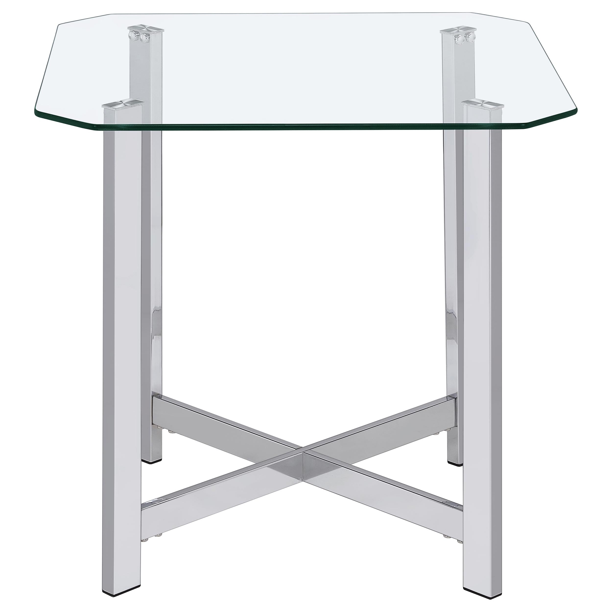 Cronin Rectangular Tempered Glass Top Cocktail Coffee Table Chrome