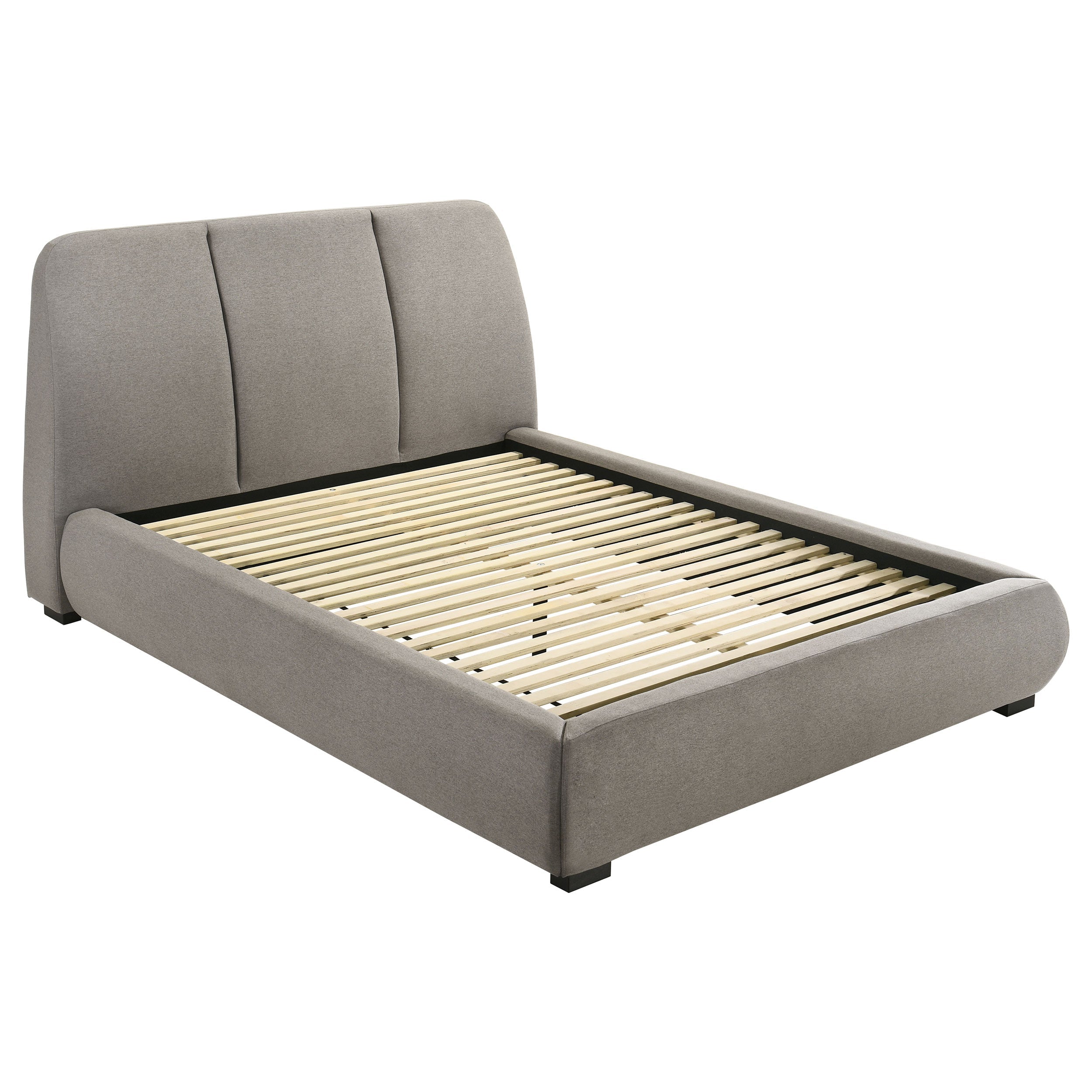 Mokena 46-inch Upholstered Eastern King Platform Bed Taupe