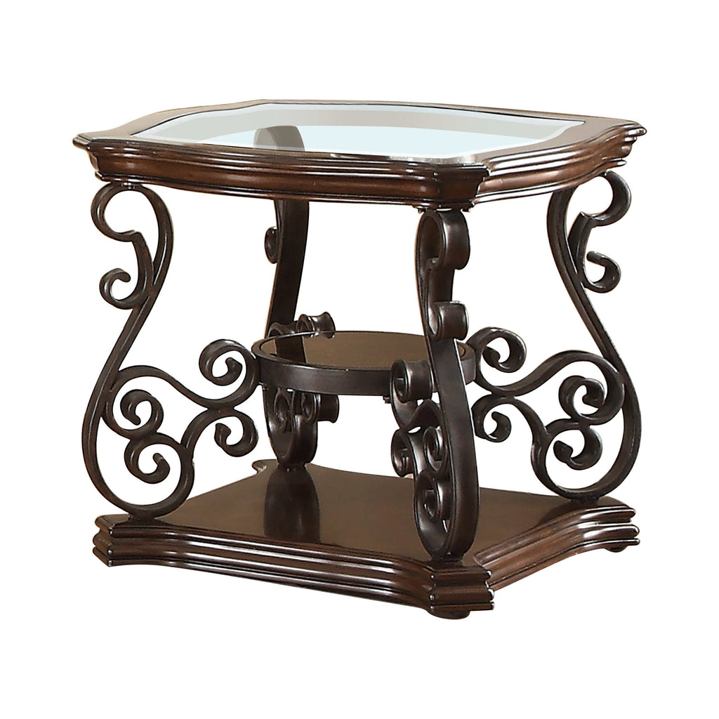 Laney 1-shelf Glass Top Square End Table Deep Merlot