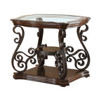 Laney 1-shelf Glass Top Square End Table Deep Merlot