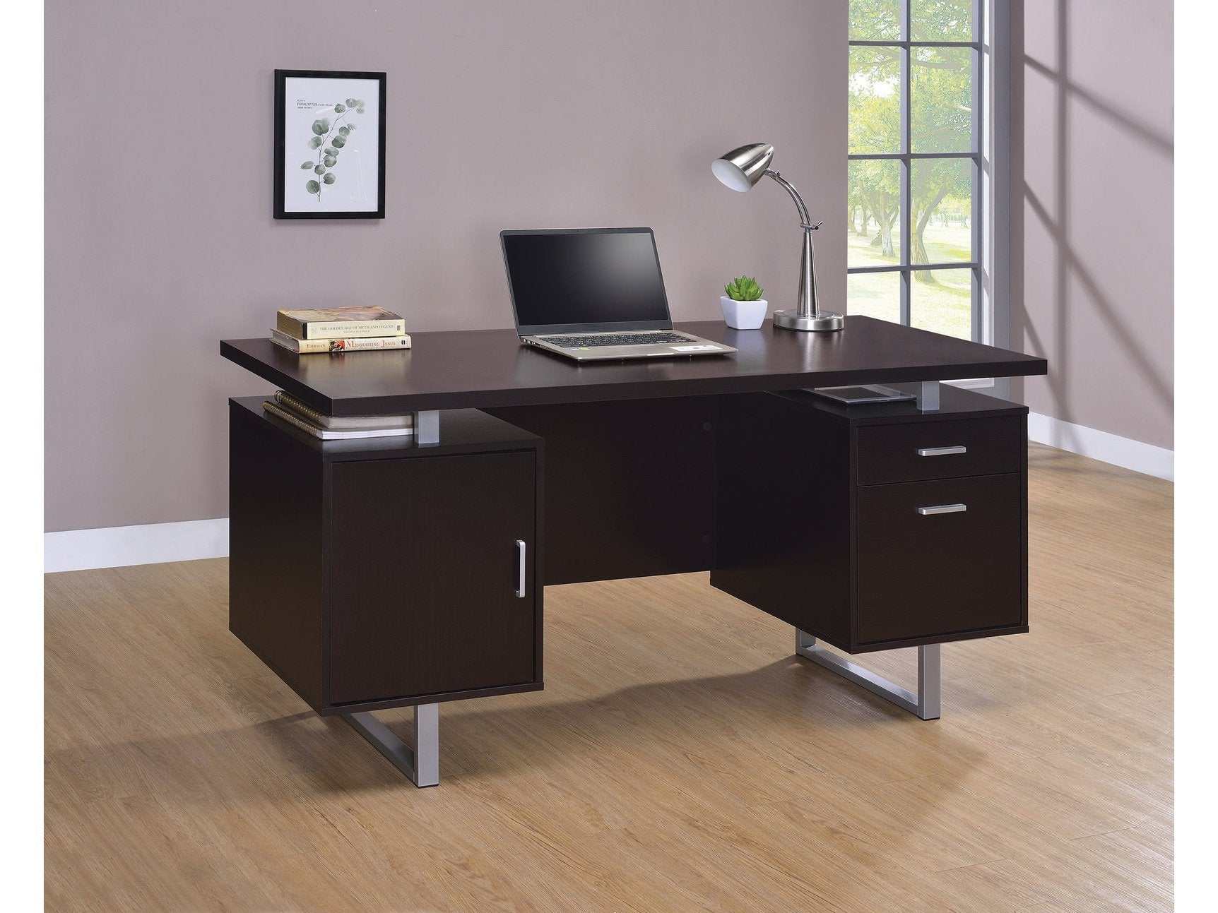 Lawtey 60-inch 2-drawer Office Computer Desk Cappuccino