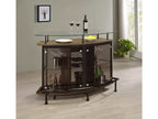 Gideon Curved Glass Top Home Bar Wine Cabinet Brown Oak