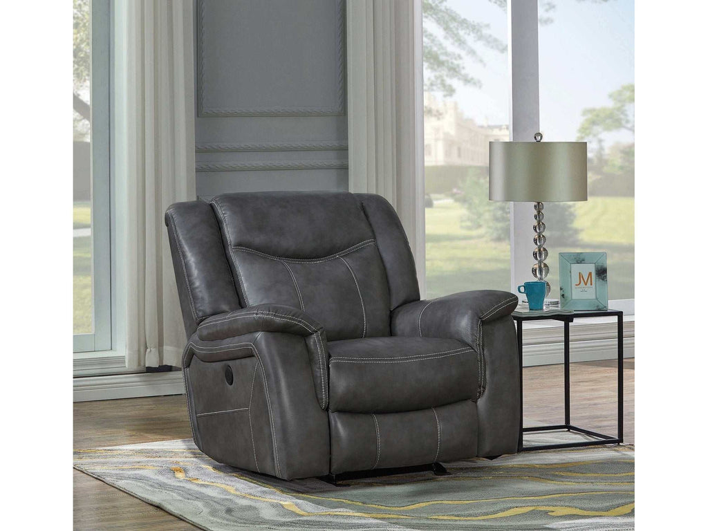 Conrad Upholstered Padded Arm Glider Recliner Grey