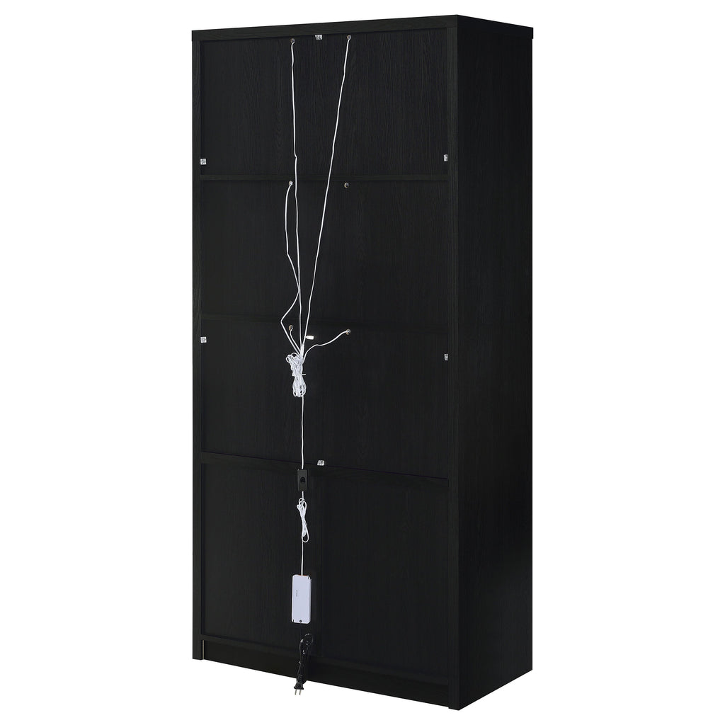 Riva 4-door Tall Accent Display Cabinet LED Lighting Black