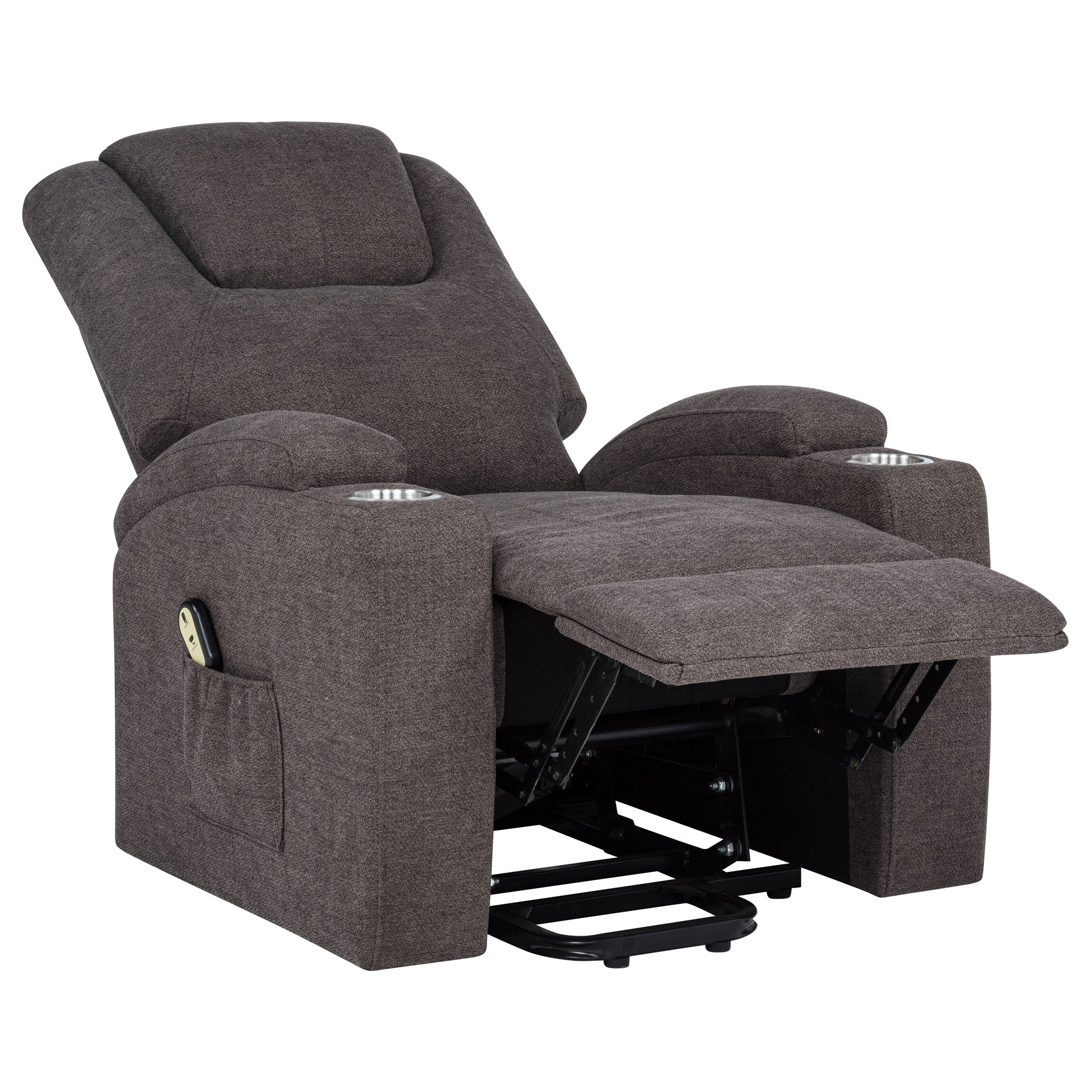Louie Chenille Upholstered Power Lift Massage Chair Grey
