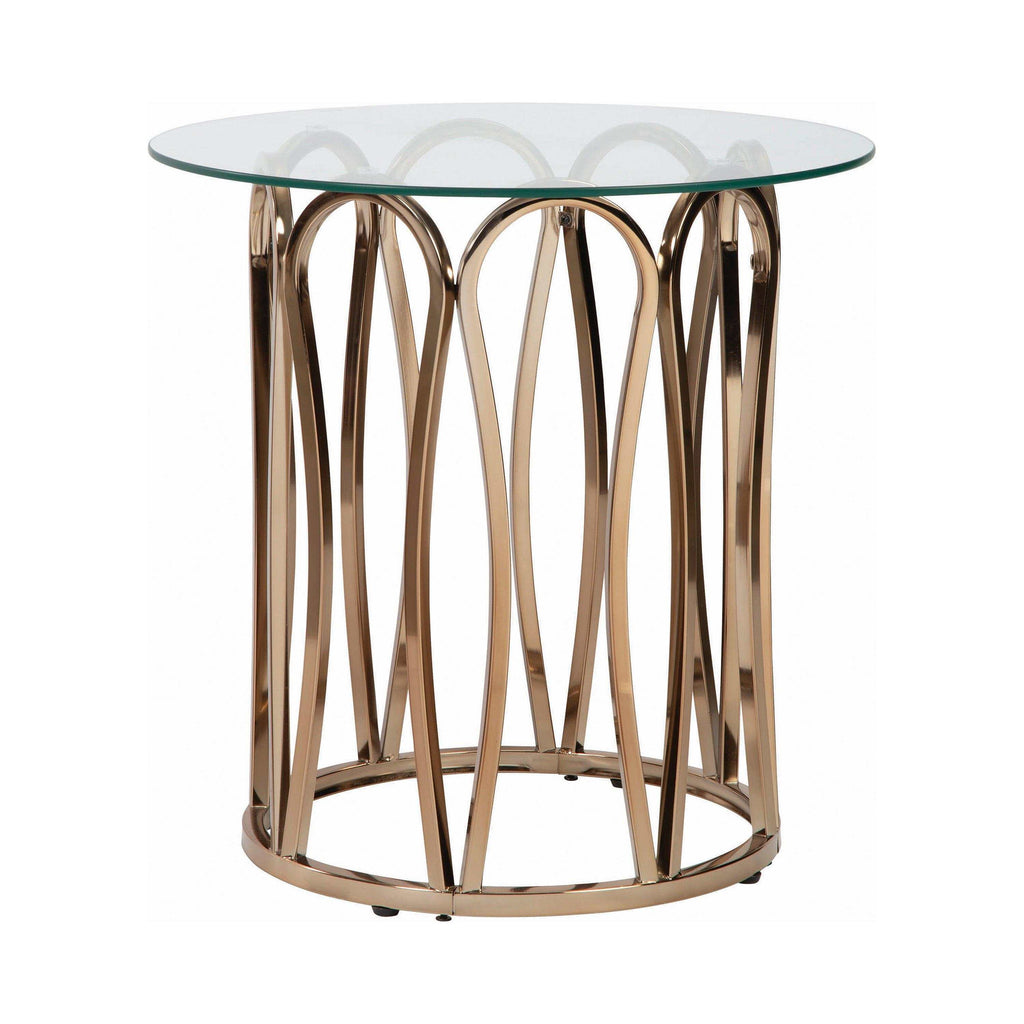Monett Round Glass Top Side End Table Chocolate Chrome